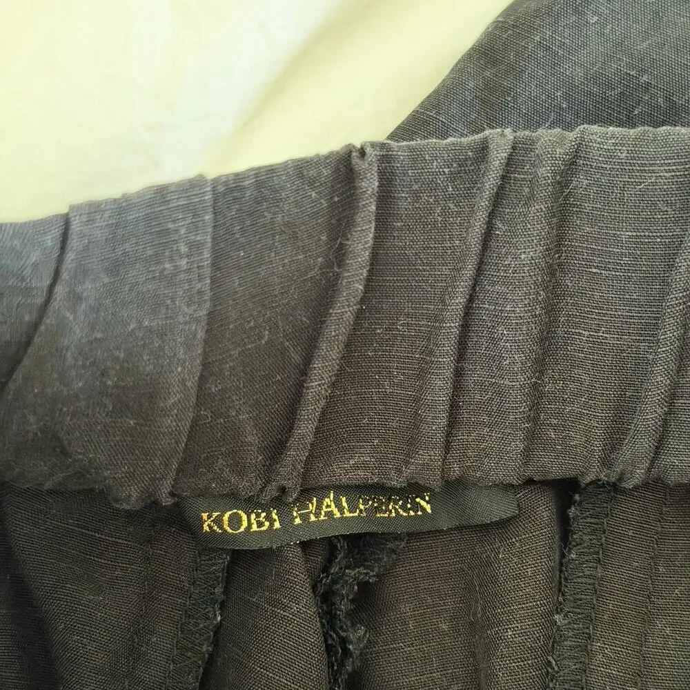 Kobi Halperin Black Tencel Linen Pull On Tapered Pants Women’s Small